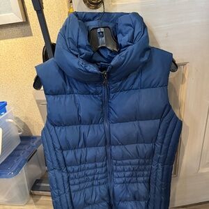 JOHNSON & MURPHY BLUE QUILTED PUFFER VEST W/ HIGH STAND COLLAR WOMEN SIZE LARGE